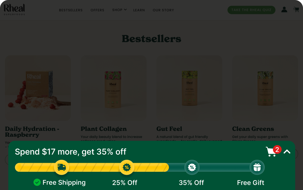 Screenshot of Sales Mode - progress bar following shopper